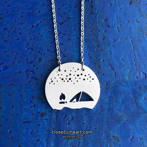 Camp Fire and Tent Necklace